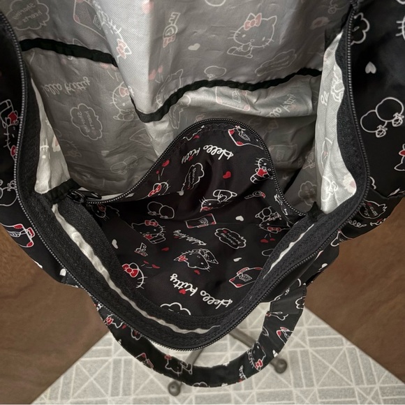 HELLO KITTY Black Foldable Travel Duffle Bag w/ Luggage Handle Sleeve - Picture 9 of 13